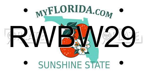 RWBW29 Florida License Plate