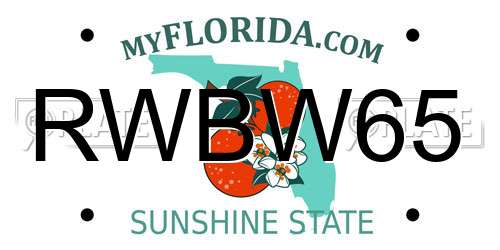 RWBW65 Florida License Plate
