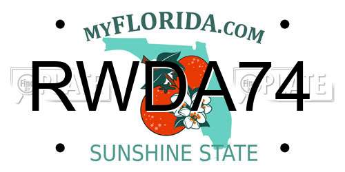 RWDA74 Florida License Plate
