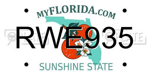 RWE935 Florida License Plate