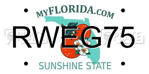 RWEG75 Florida License Plate
