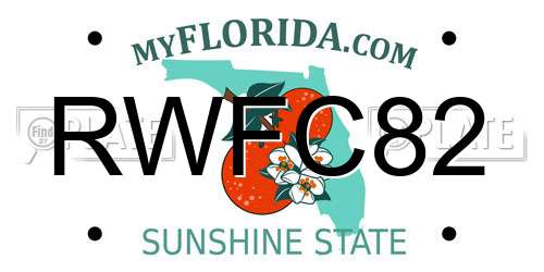 RWFC82 Florida License Plate