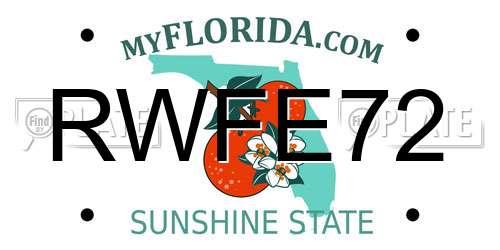 RWFE72 Florida License Plate