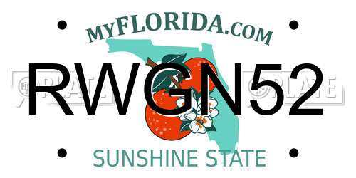 RWGN52 Florida License Plate