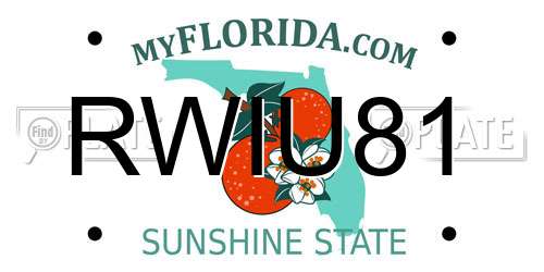 RWIU81 Florida License Plate