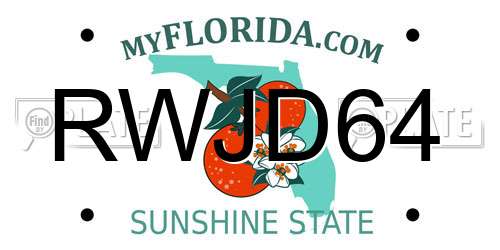 RWJD64 Florida License Plate