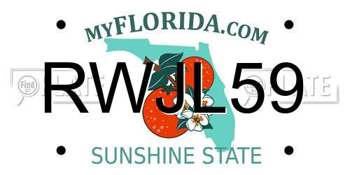RWJL59 Florida License Plate