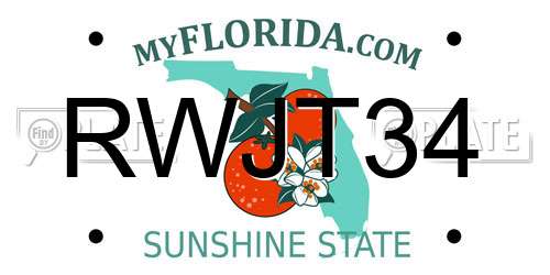 RWJT34 Florida License Plate