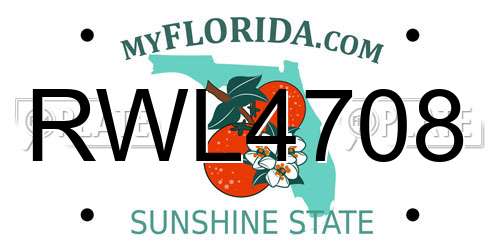 RWL4708 Florida License Plate