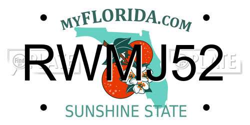 RWMJ52 Florida License Plate