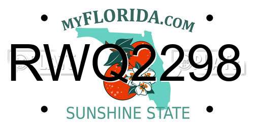 RWQ2298 Florida License Plate