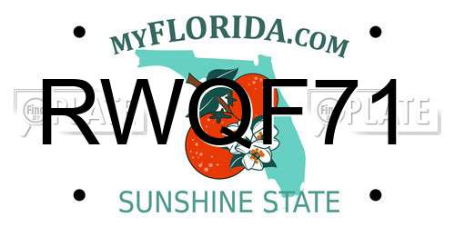 RWQF71 Florida License Plate