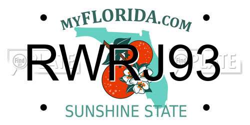 RWRJ93 Florida License Plate