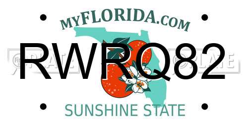RWRQ82 Florida License Plate