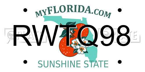 RWTQ98 Florida License Plate