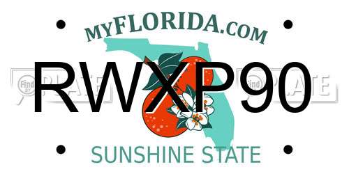RWXP90 Florida License Plate
