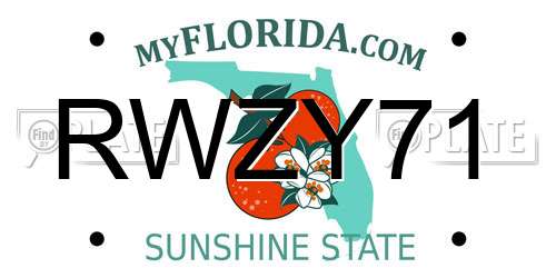 RWZY71 Florida License Plate