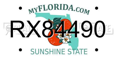 RX84490 Florida License Plate