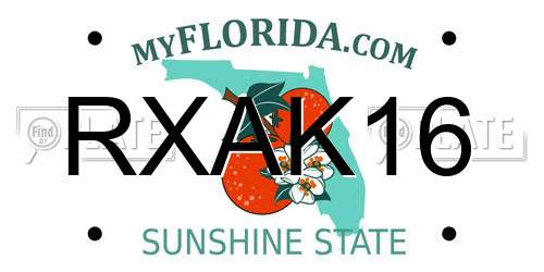 RXAK16 Florida License Plate