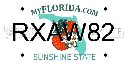 RXAW82 Florida License Plate
