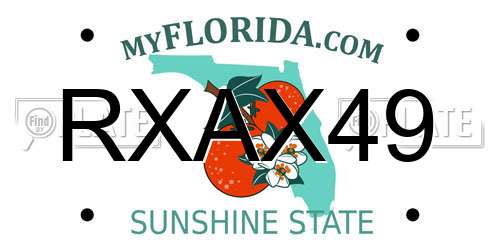 RXAX49 Florida License Plate