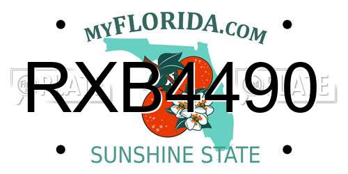 RXB4490 Florida License Plate