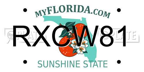 RXCW81 Florida License Plate