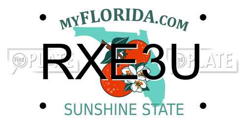 RXE3U Florida License Plate