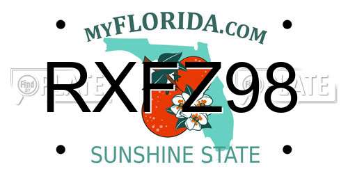 RXFZ98 Florida License Plate