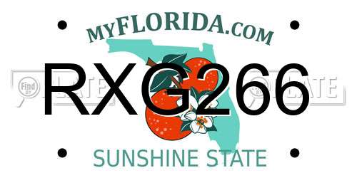 RXG266 Florida License Plate