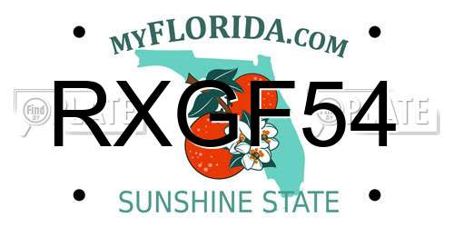 RXGF54 Florida License Plate