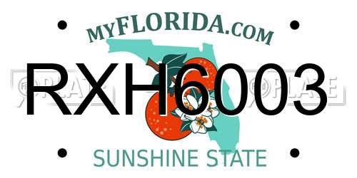 RXH6003 Florida License Plate