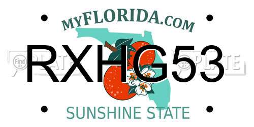 RXHG53 Florida License Plate