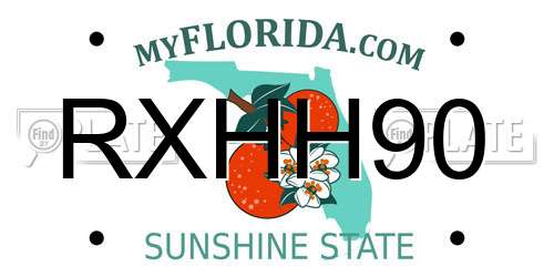 RXHH90 Florida License Plate