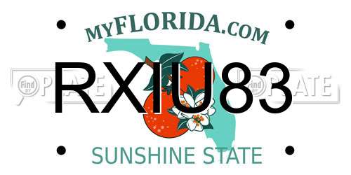 RXIU83 Florida License Plate