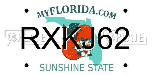 RXKJ62 Florida License Plate