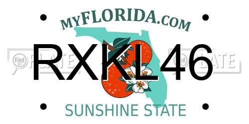 RXKL46 Florida License Plate