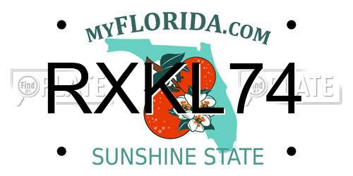 RXKL74 Florida License Plate