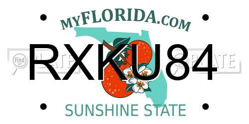 RXKU84 Florida License Plate