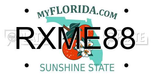 RXME88 Florida License Plate