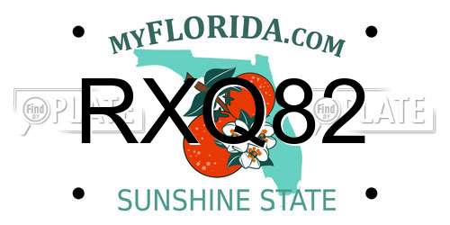 RXQ82 Florida License Plate