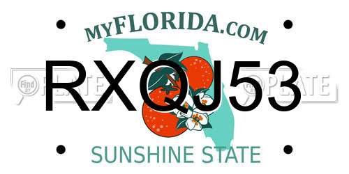 RXQJ53 Florida License Plate