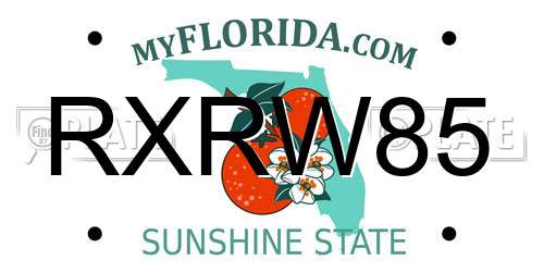 RXRW85 Florida License Plate