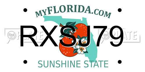 RXSJ79 Florida License Plate