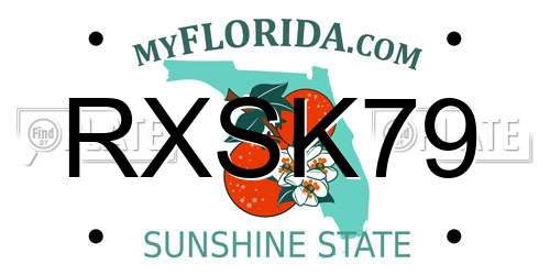 RXSK79 Florida License Plate