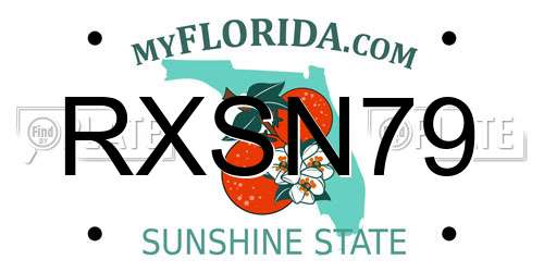 RXSN79 Florida License Plate