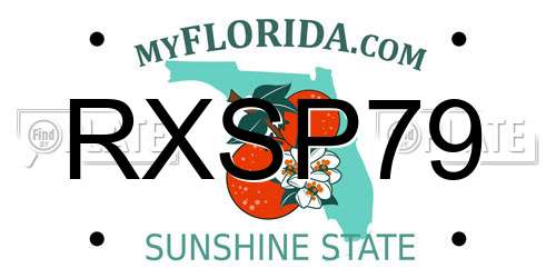 RXSP79 Florida License Plate