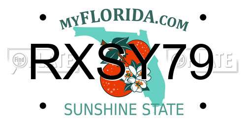 RXSY79 Florida License Plate