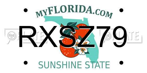 RXSZ79 Florida License Plate