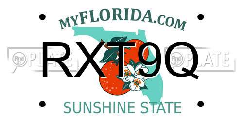 RXT9Q Florida License Plate
